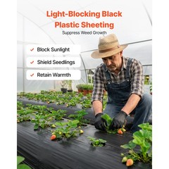 Uimoso 6 Mil Black Plastic Sheeting Roll 20 x 100 ft Durable Polyethylene Film