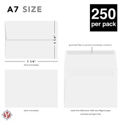 A7 Bright Color Invitation Square Flap Envelopes – 5 1/4 x 7 1/4″ – 250 Per Pack