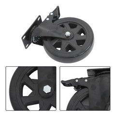 4Pcs Heavy Duty Casters Black 6″ W/ Brake 360° steering With 2× Hardware Kits