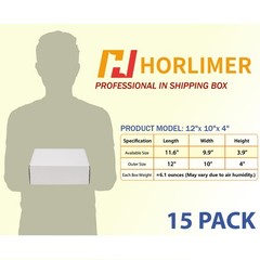 12x10x4 inches Shipping Boxes Set of 15, White Corrugated Cardboard Box for M…