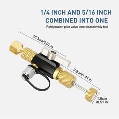 HVAC Valve Core Removal Tool 1/4″ & 5/16″ Vacuum for AC R410a R32 R134a R1234yf