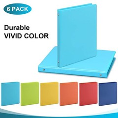 6 Pack 0.5-inch 3-Ring Binder with 2 Interior Pockets, 0.5” Basic Binders Holds