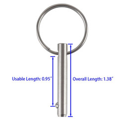 4 Pack Small Quick Release Pin, Diameter 3/16″, Usable Length 0.95″, Full 316 S