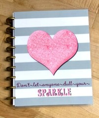 Gray/White Stripes/Heart Front & Back Cover Set made for use with HAPPY Planner