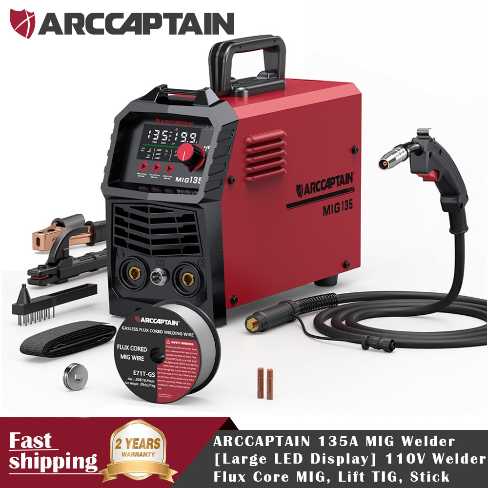 ARCCAPTAIN 135A MIG Welder Large LED Display Welder Flux Core MIG Lift TIG Stick