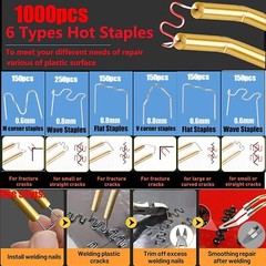 Plastic Welder 220W Welding Kit Repair 1000PCS Hot Stapler Rods Soldering Gun