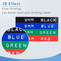 5PK Black Red Green Blue Yellow for Dymo Label Makers 3D Embossing Tapes 3/8″