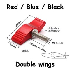 M8 Clamping Thumb Screw Wing Knob Hand Grip Bolt Aluminum Alloy & Stainless