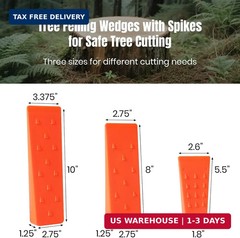 6 Pack Tree Felling Wedges with Spikes for Safe Tree Cutting – 2 Each of 10″, 8″
