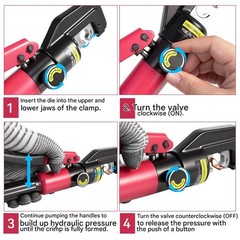 8T Hydraulic Wire Crimper Crimping Tool Battery Cable Lug Terminal W/8 Dies