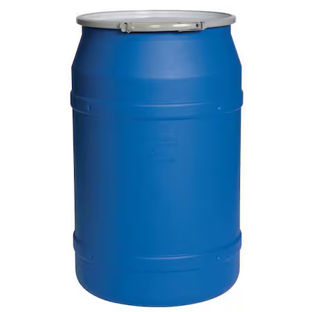 Open Head Transport Drum, Polyethylene, 55 Gal, Unlined, Blue, 1656Mb