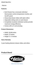 HATCO HDW-2N-S Stainless Steel Portable Electric 2 Drawer Food Warmer Work Perfe