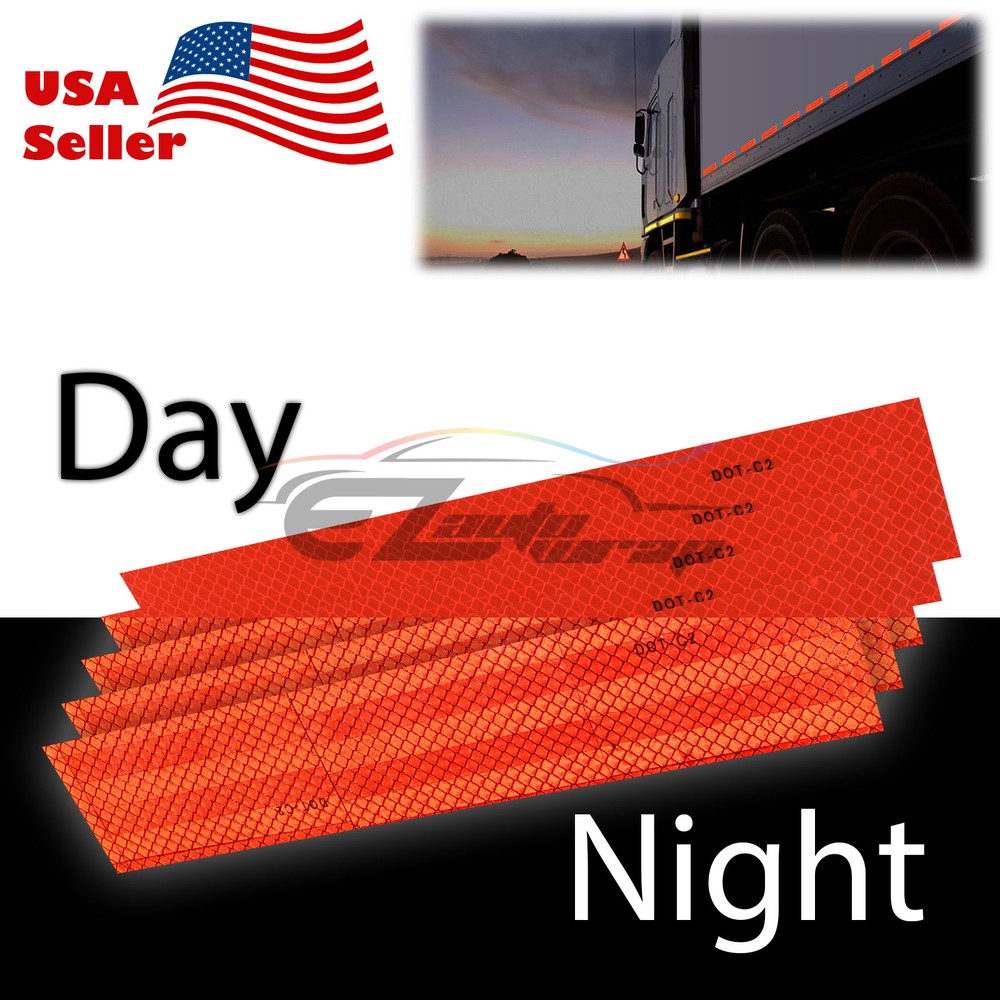 Red DOT-C2 Conspicuity Reflective Tape Strip 1 Foot Safety Warning Trailer RV