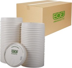 Eco-Products Compostable Coffee Cup Lids Case of 800 White EcoLid Fits 10-20oz