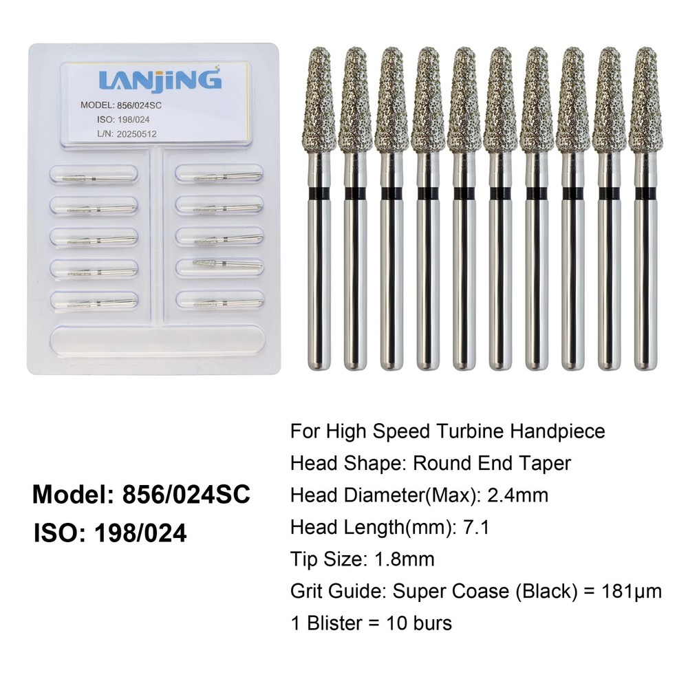 Dental Diamond Burs FG Round End Taper Bur Super Coarse High Speed 856/024SC