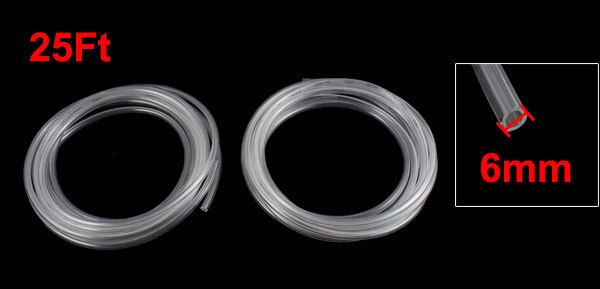 2Pcs 7.6M 25ft Clear Polyurethane Flexible Air Tube PU Tubing Pipe Hose 6mmx4mm