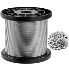 Stainless Steel Wire Rope – 1000FT 1/16″ Aircraft Cable with 300Pcs Crimping Sle