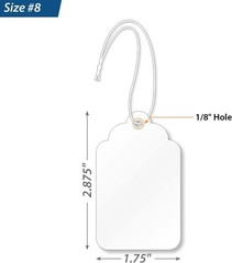 1000 White Price Tags w/ Strings – Size-8, 12pt Thick