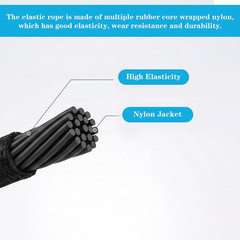 2Mm Black Elastic Cord 1/8 Inch, 40Ft (13 Yards) Nylon Shock Cord | Heavy Duty B