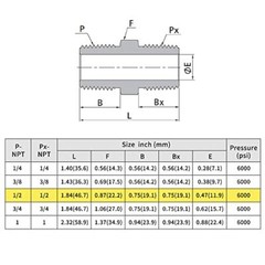 U.S. Solid 1pc Stainless Steel Pipe Fitting Hex Nipple MNPT 1/2″ x MNPT 1/2″