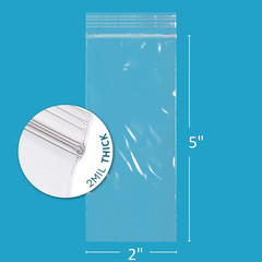 – 2″ X 5″ Small Zip Bags, 1000 Count, 2 Mil, Clear Plastic Reclosable Zipper Pol