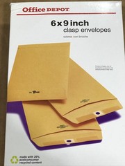 Office Depot Clasp Envelopes, 6″ X 9″, Brown, Box of 100 New
