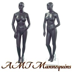 Dark gray sexy female hand-made mannequin, full body realistic mankin + stand