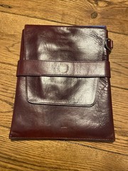 Bosca Soft Leather Pad Cover Dark Brown Vintage Envelope Closure No Strap