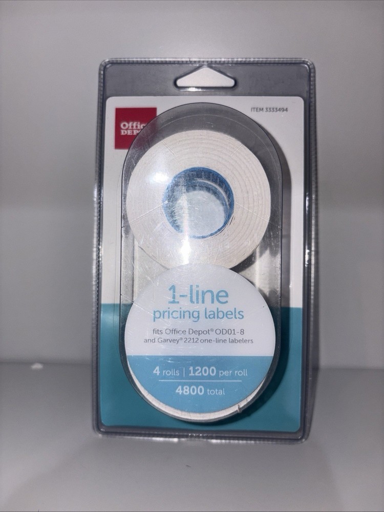 Office Depot 1-Line Pricing Labels Fits OD01-8 & Garvey 2212 – 4800 Labels