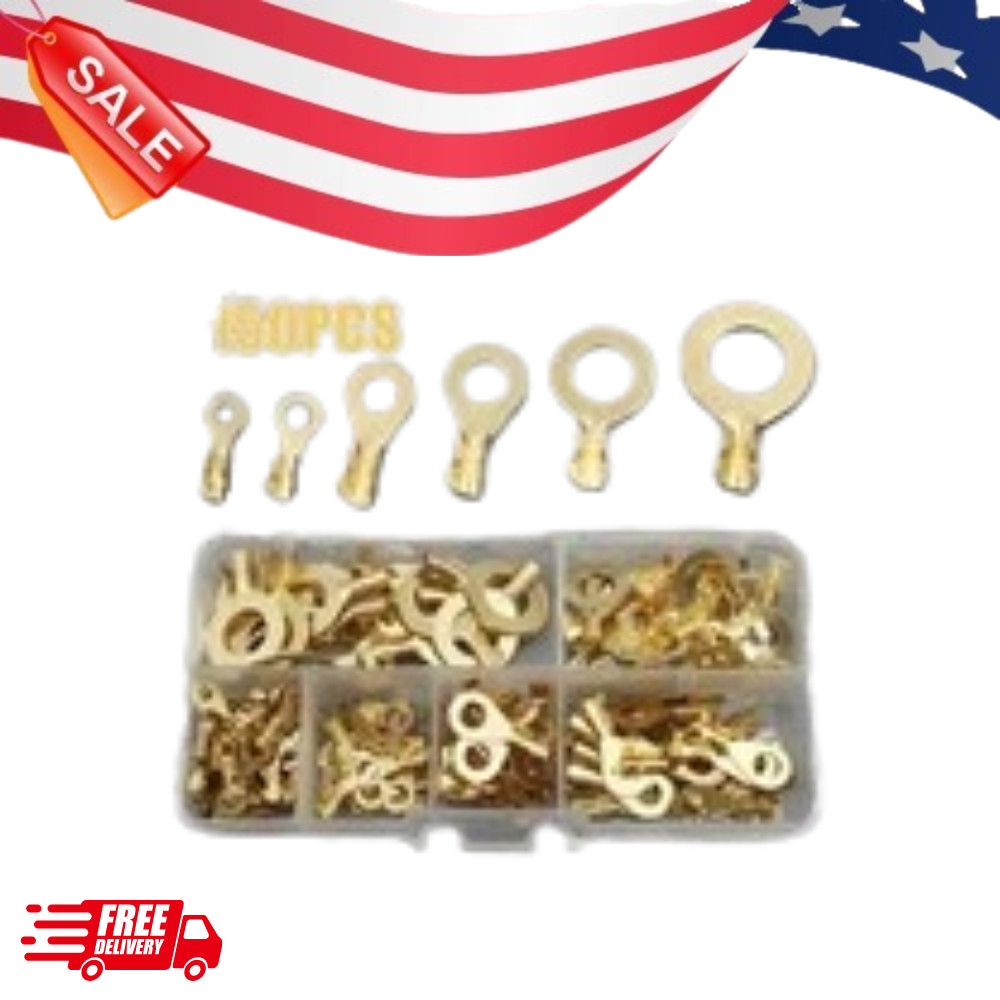 150pcs O-Type Copper Terminal Lug Set – Electrical Wiring Connectors Kit