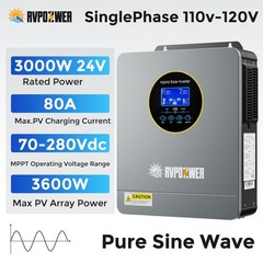 3KW Solar Hybrid Inverter 24V-120V MPPT Controller Charger Pure Sine Split Phase