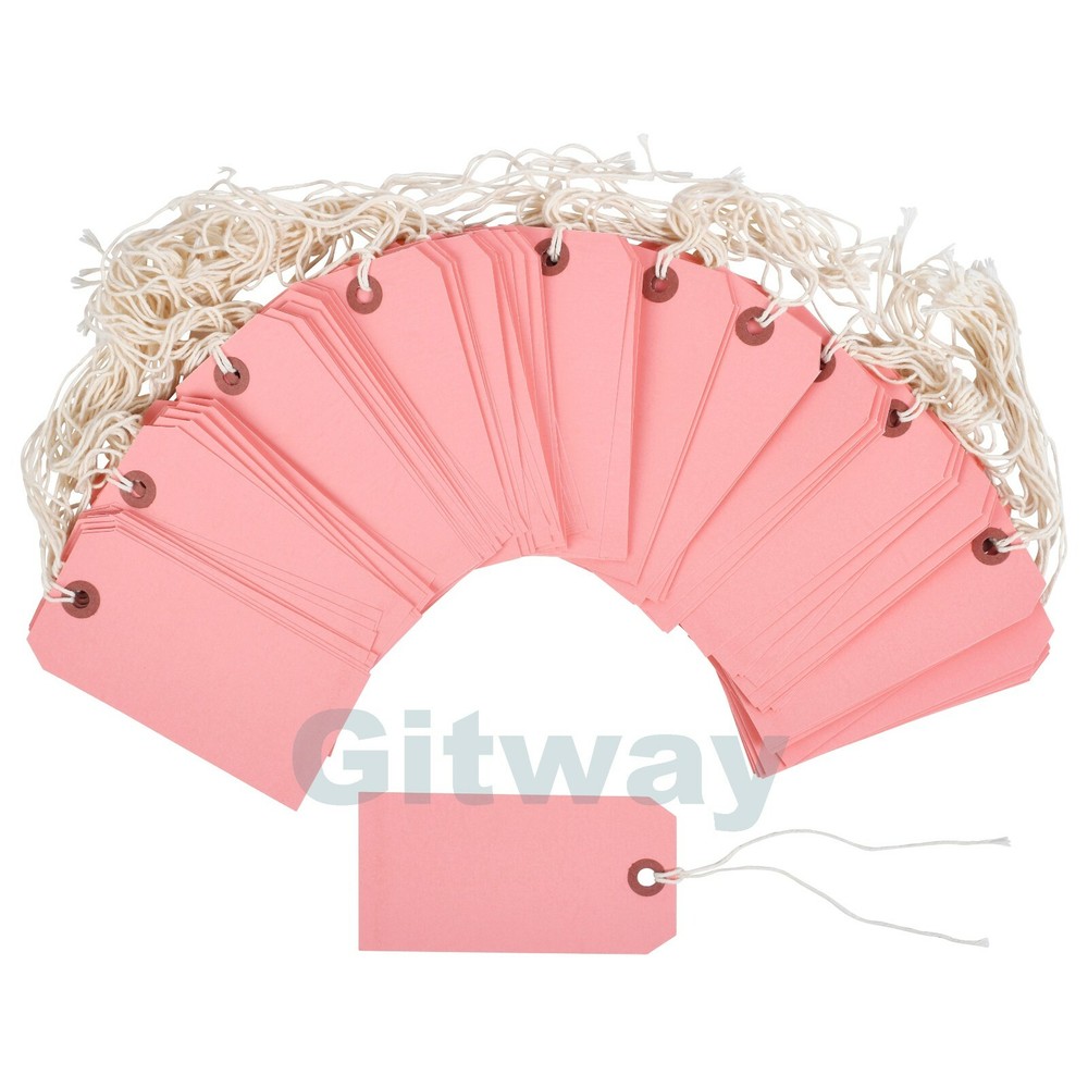 100 Pink Tags 4 3/4″ x 2 3/8″ Size 5 Inventory Shipping Hang Tag with String