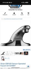 Sloan Optima Plus EBF650 Touchless Battery Sensor Faucet Chrome ADA