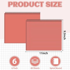 6 Packs 9.5″ x 11″ Landscape Note Pads College Ruled Notebooks Perforated Not…