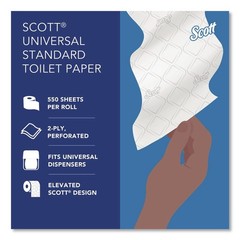 Scott 04460RL 2-Ply Essential Standard Roll Bathroom Tissue – WT (550/RL) New