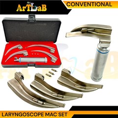 GERMAN LARYNGOSCOPE SET OF 4 INTUBATION BLADES 1,2,3,4 + MEDIUM HANDLE