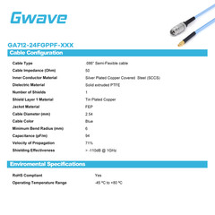 2.4mm Female to GPPO Female .086″ Semi-flexible Coax Cable, FEP Jacket, DC-50GHz