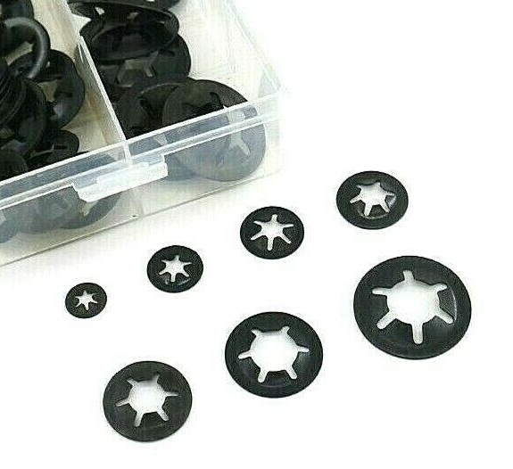 260-Pc Internal Tooth Star Lock Spring Quick Washer Push On Speed Nut Assortment