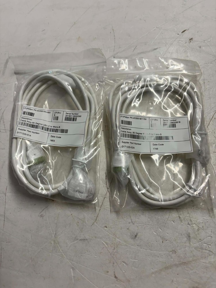 Pair of 90 Degree Micro B to Micro B Transducer Cable Philips Lumify Ultrasound