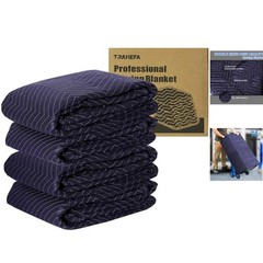 4 Pack Thick Moving Blankets 72″x40″ – Heavy Duty Quilted Protection in Blue