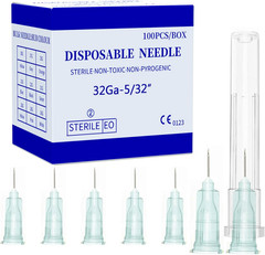 Disposable Luer Lock Needle 30Ga 5/16 Inch 8Mm 100Pack(30Ga-5/16In)