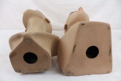 2 Vintage Fiberglass Mannequin Head Wig Painted Eyes Halloween Bust Eyelashes