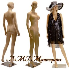Female mannequin+metal stand, Head turns Fullbody sexy bust realistic looking-SW