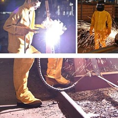 Heavy Duty Welding Jacket 2xl Heat Flame Resistant Cowhide Work Coat Welder Gift