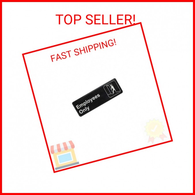 Thunder Group PLIS9304BK “Employee Only” Information Sign with Symbols, 9 by 3-I