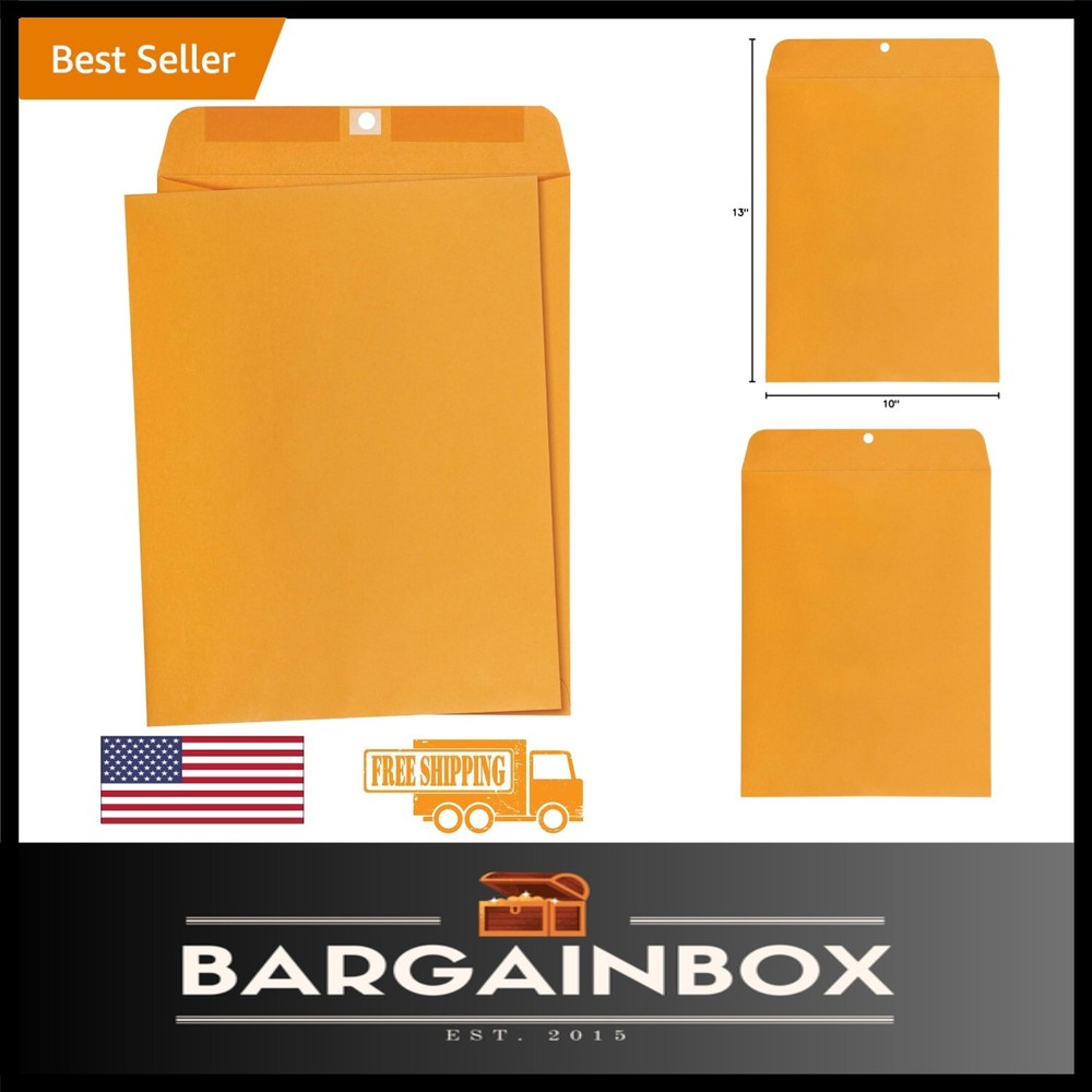 100-Pack 10″ x 13″ Gummed Seal Kraft Mailing Envelopes – Secure and Reliable