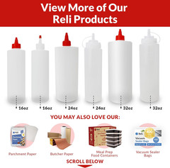 Plastic Squeeze Bottles, 32 oz. | 8 Pack | Condiment Squeeze Bottles for Sauces