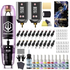 POSEIDON Tattoo Kit Gun Kit, Pen with 2PCS 1200mAh black