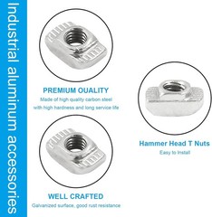 100pcs M4 T-Slot Nuts 2020 Series Hammer Head Carbon Steel Aluminum Profile
