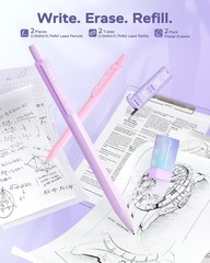 Four Candies Aesthetic Purple School Supplies Kit with Case for Girls Back to